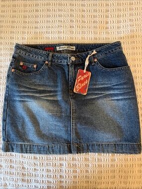 Paris Blues Y2K Denim Mini Skirt Juniors Size 9 Medium Wash NWT Vintage Style